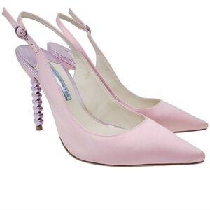 Sophia Webster | Pink Tyra Satin Slingback Sandal Heels (EU Size 40/US Size 10)